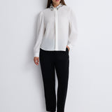 قميص سادة بياقة مزينة