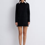 Nean Contrast-Collar Jacket Dress Black