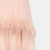 Feather-Trim Cape Blouse Blush