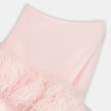 Feather Trim One Shoulder Dress Light Pink