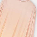 Feather-Hem Cape Maxi Dress Peach