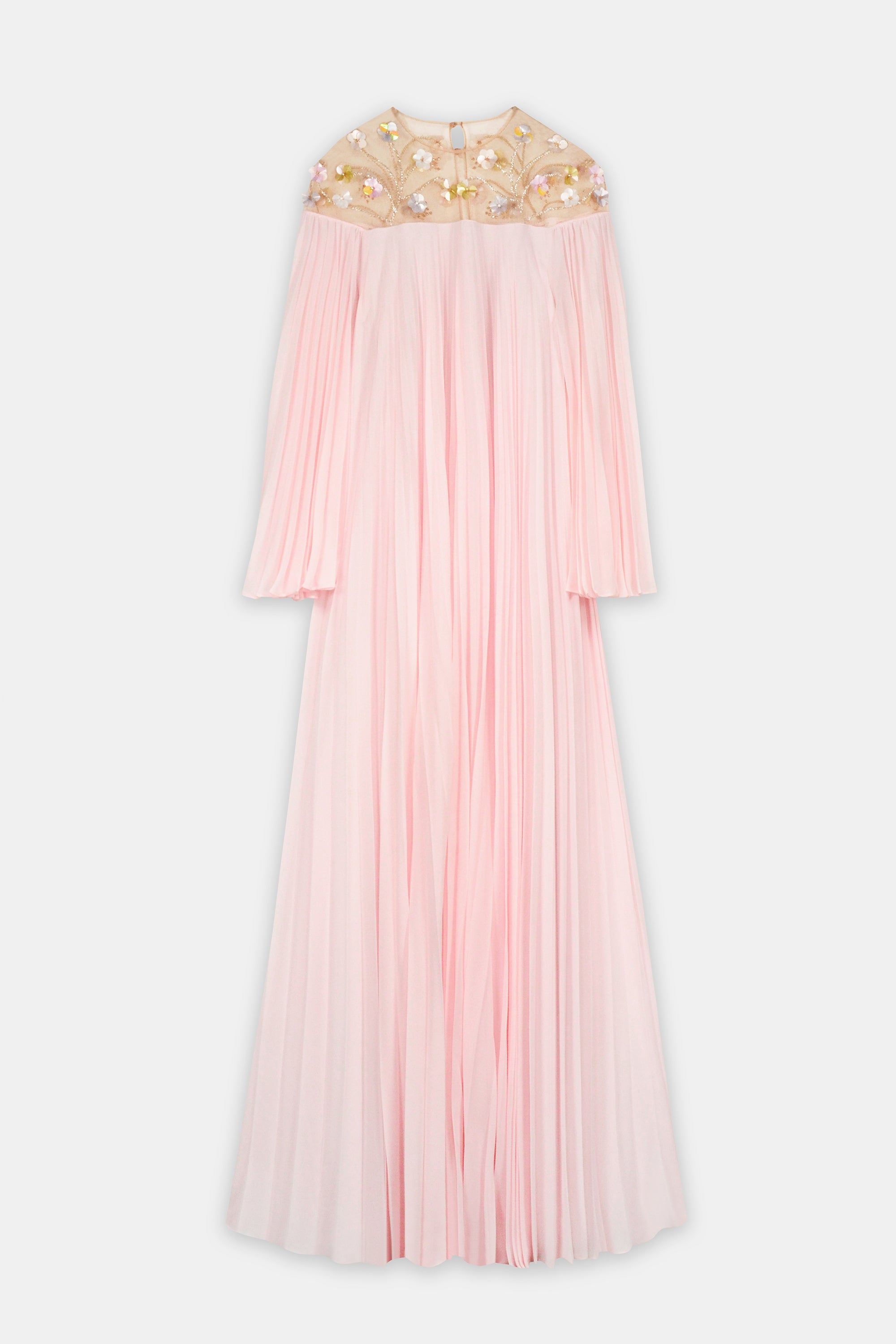Embellished Pleated Chiffon Gown Light Pink