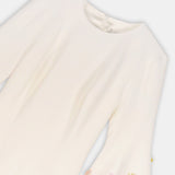 Embellished Bell-Sleeve Crepe Gown White