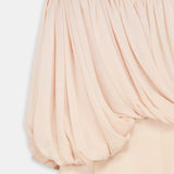 Draped Chiffon Bodice Crepe Column Gown Offwhite