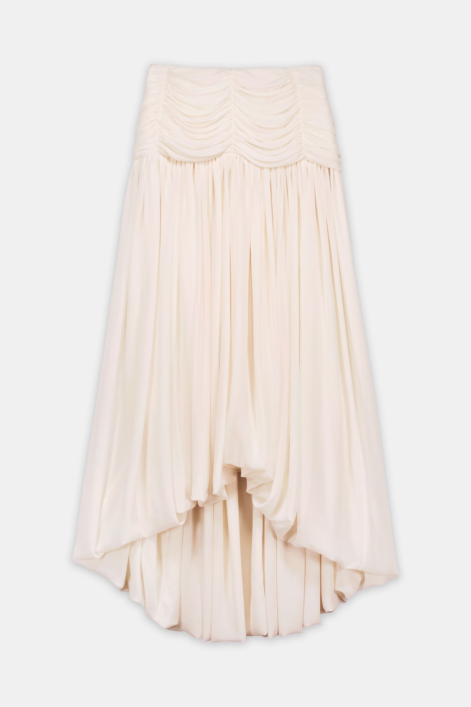 Ruched Waist Midi Skirt Offwhite