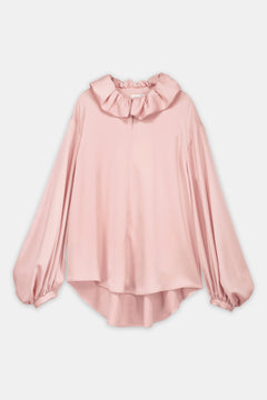 Ruffled Collar Volume-Sleeve Blouse Blush