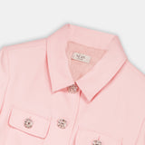 Crystal-Button Cropped Jacket Pink
