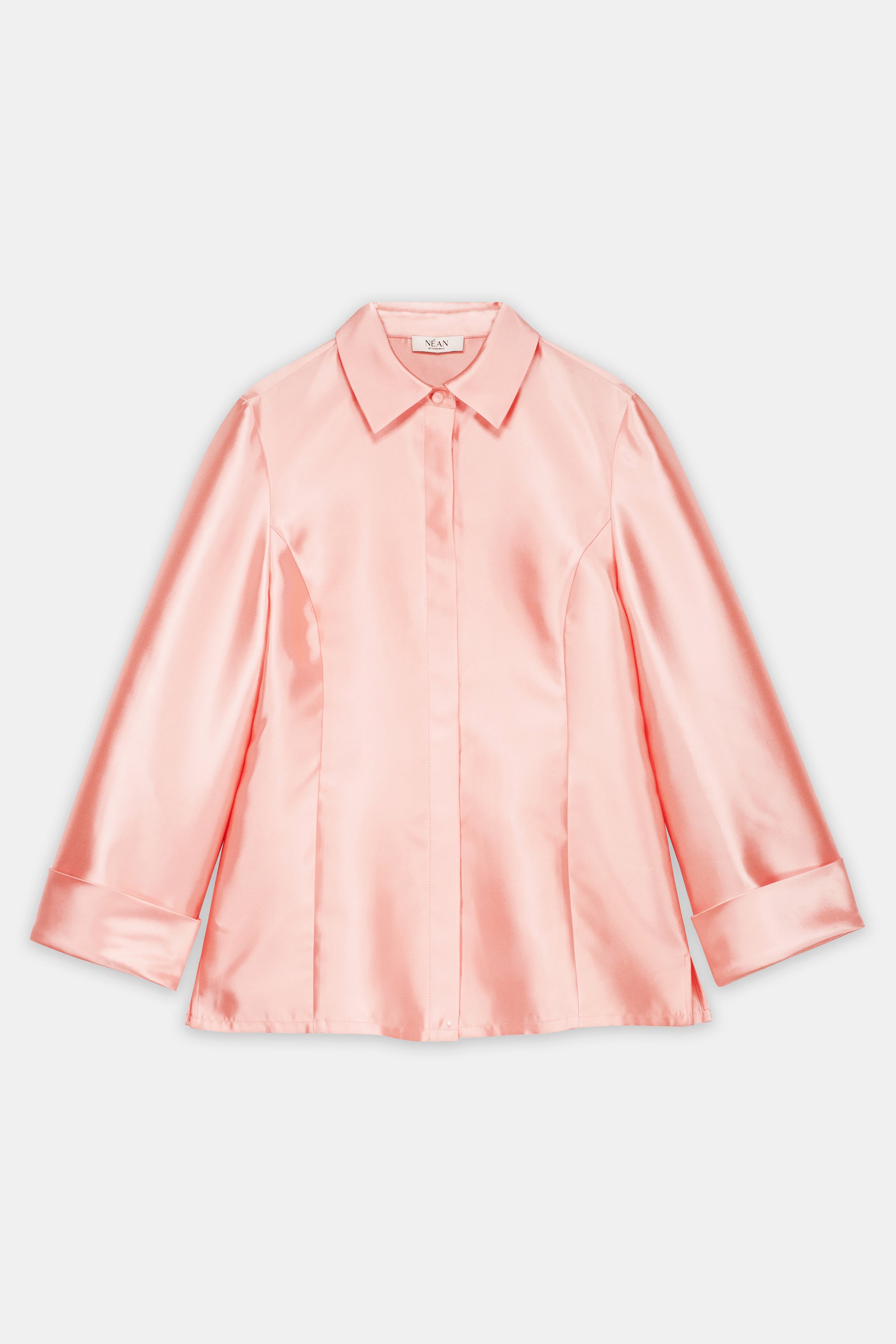 Floral-Tie Belted Shirt Coral