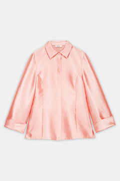 Floral-Tie Belted Shirt Coral
