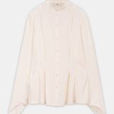 Mandarin Collar Flared Cuff Blouse Offwhite