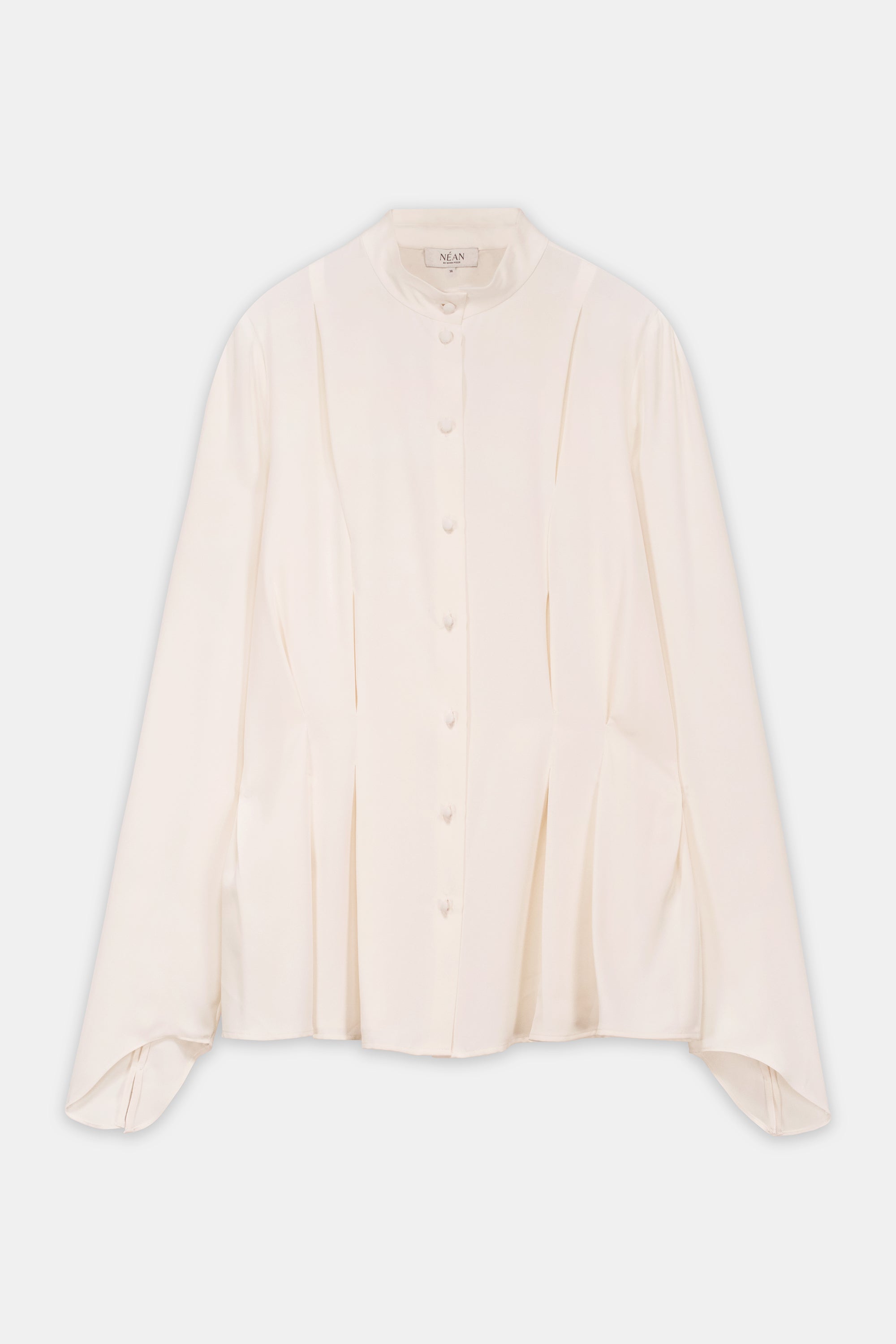 Mandarin Collar Flared Cuff Blouse Offwhite