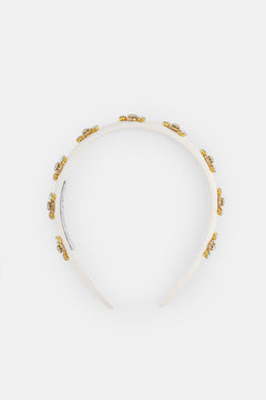 Crystals Embellished Headband Cream