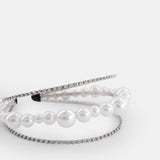 Sleek Faux Pearls Crystals Embellished Hairband