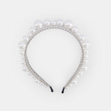 Sleek Faux Pearls Crystals Embellished Hairband