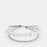 Sleek Faux Pearls Crystals Embellished Hairband