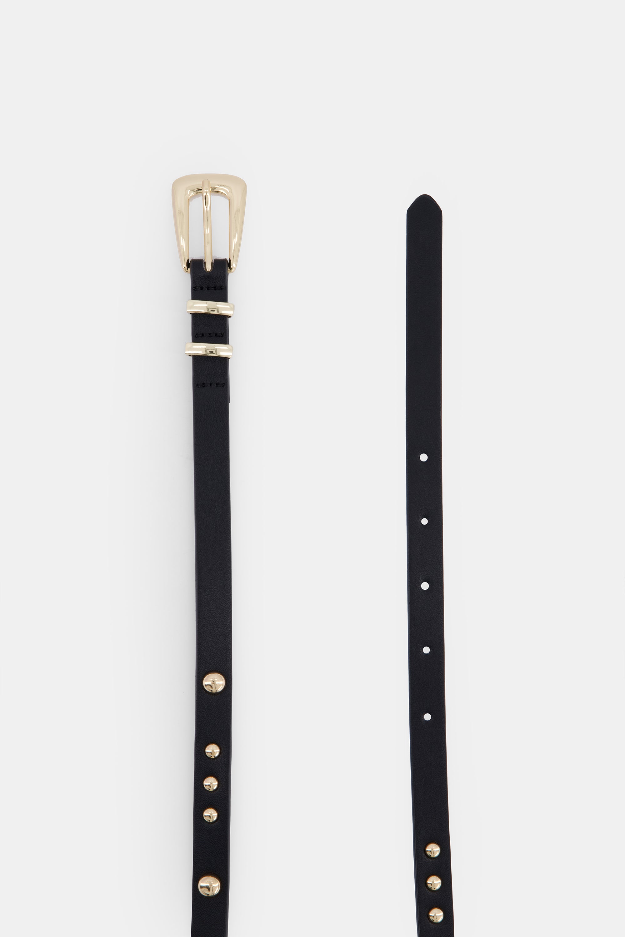 Studded Pu Leather Slim Belt