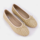 Faux Straw Flat Bow Ballerinas