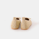 Faux Straw Flat Bow Ballerinas