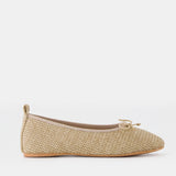 Faux Straw Flat Bow Ballerinas