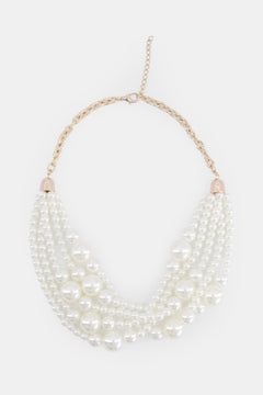 Dramatic Faux Pearl Necklace Off White