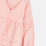 Button-Detail Linen Blouse