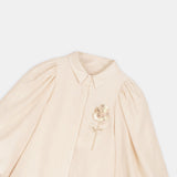 Linen Puff-Sleeve Blouse