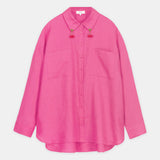 Cherry-Needlework Linen Shirt