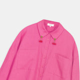 Cherry-Needlework Linen Shirt