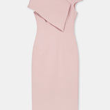 Nean Asymmetric Shoulder Midi Dress Light Pink