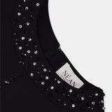Nean Embellished Neckline Midi Dress Black