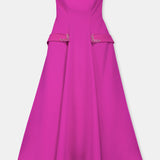 Nean Strapless Pocket Detail Gown Fuchsia
