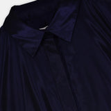 Nean Shirt-Collar A-Line Midi Dress Navy