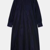 Nean Shirt-Collar A-Line Midi Dress Navy