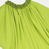 Nean Embellished Neck Cape Gown Lime