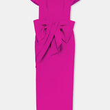 Nean Short Sleeve Bow Maxi Dress Fuchsia