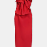 Nean One-Shoulder Bow Maxi Dress Red