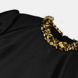 Nean Embellished Collar Satin Gown Black