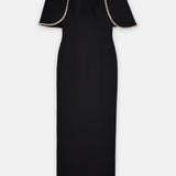 Nean Column Gown With Embellished Cape Detail Black