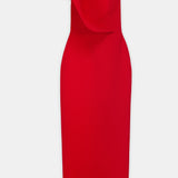 Nean One-Shoulder Sculptural Gown Red