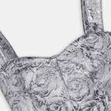 Nean Silver Brocade Cropped Top Dark Silver