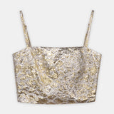 Nean Metallic Jacquard Cropped Top Silver