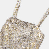 Nean Metallic Jacquard Cropped Top Silver