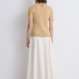 Nean Embellished Neckline Tricot Top
 Beige