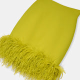 Nean Feather-Trim Mini Skirt Green