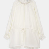 Nean Pearl-Embellished Drawstring Blouse Ecru