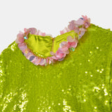 Nean Sequin Floral Collar Top Light Green