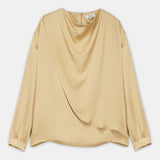 Nean Draped Satin Gold Blouse Sand