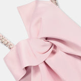 Nean Bow-Draped Embellished Top Light Pink