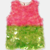 Nean Pink & Green Sequin Gradient Top Multi Color