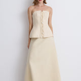 تنورة ماكسي بقصّة اي لاين من الكتان 